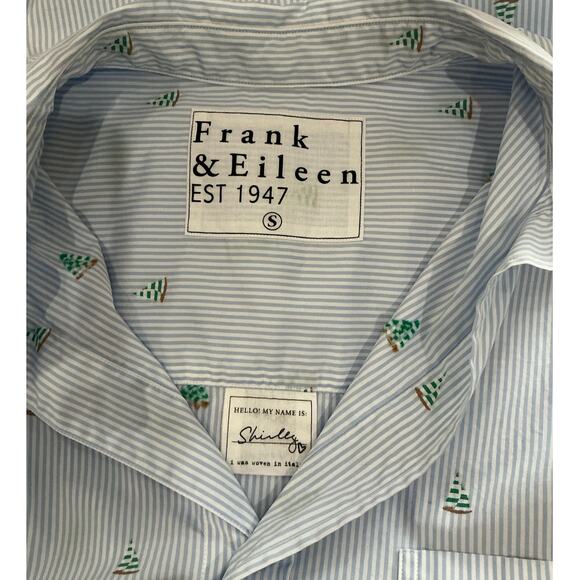 Frank & Eileen Shirley Oversized Italian Cotton Shirt Sailboat Stripe Size Small - Picture 9 of 12
